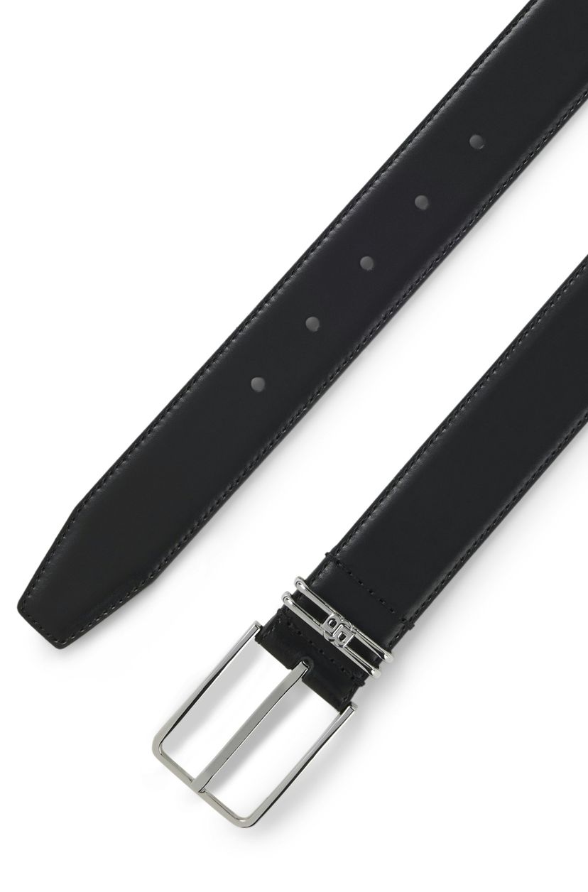 Italský kožený opasek s monogramem Double B - Black - galerie #1