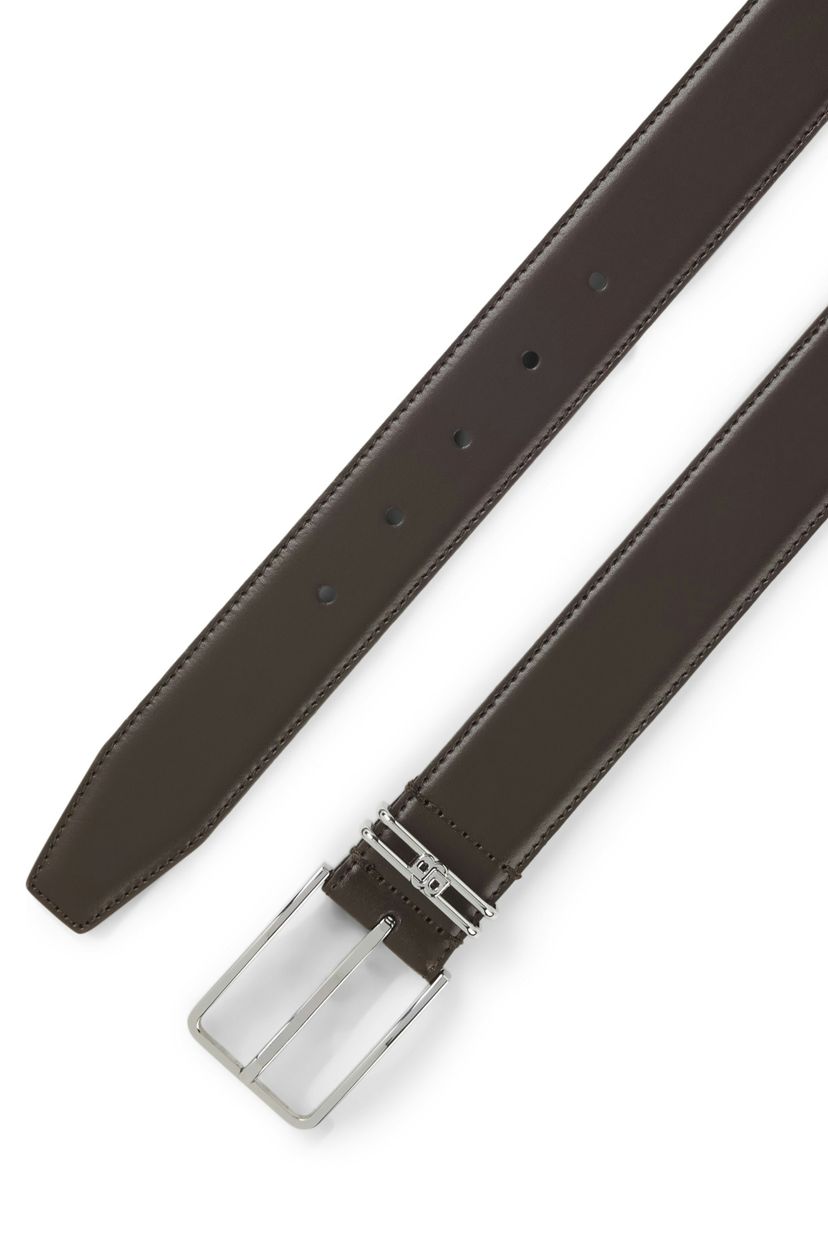 Italský kožený opasek s monogramem Double B - Dark Brown - galerie #1