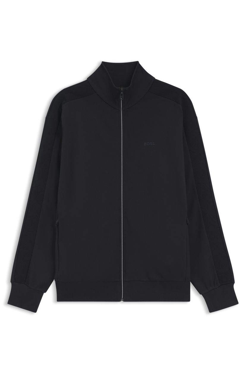 Mikina regular střihu s tónovanou žakárovou páskou - Dark Blue