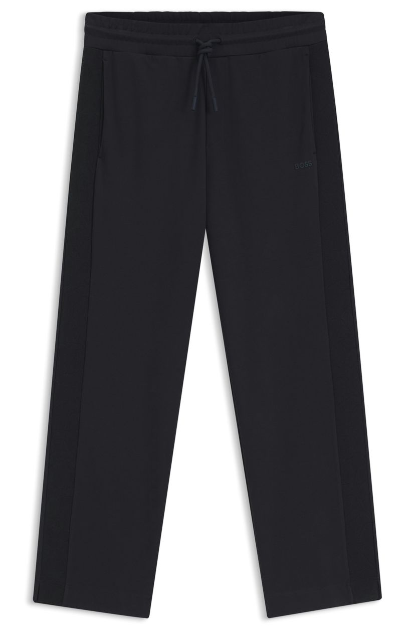 Žerzejové kalhoty regular střihu s žakárovou páskou - Dark Blue