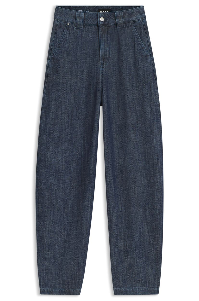 Džíny volného střihu z texturovaného denimu s otevřenou vazbou - Dark Blue