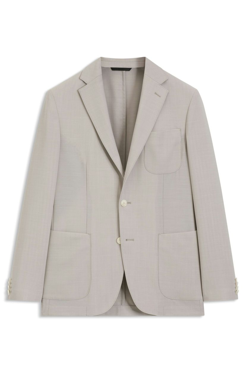 Úzký blazer z panenské vlny s mikrovzorem - Light Beige