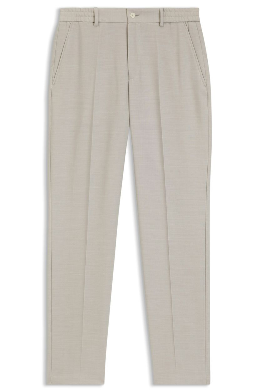 Kalhoty zúženého střihu z panenské vlny s mikrovzorem - Light Beige