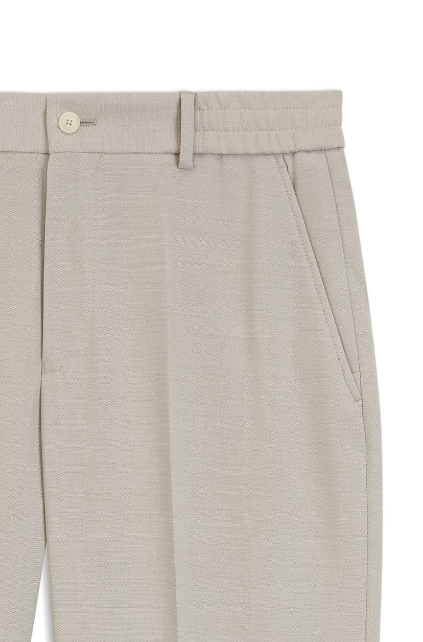 Kalhoty zúženého střihu z panenské vlny s mikrovzorem - Light Beige - galerie #1