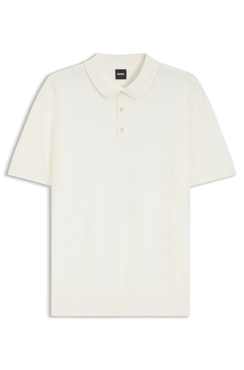 Polotričko regular střihu ze strukturované tkaniny - Open White