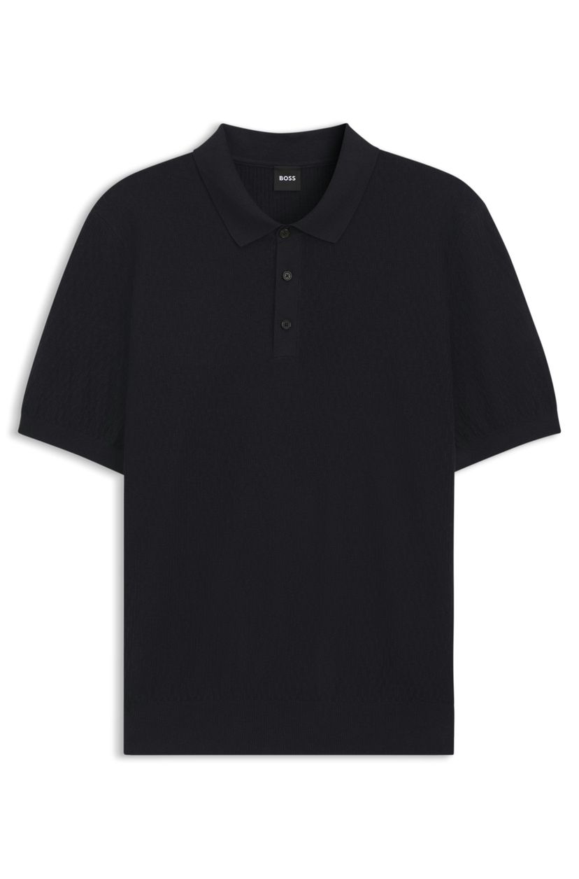 Polotričko  regular střihu ze strukturované tkaniny - Dark Blue