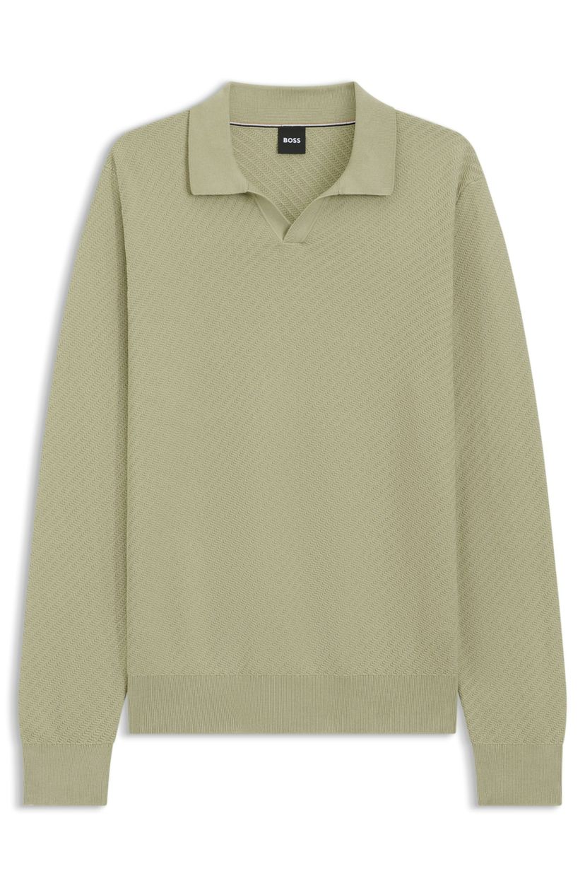 Pletený bavlněný svetr s límečkem Johnny - Dark Beige