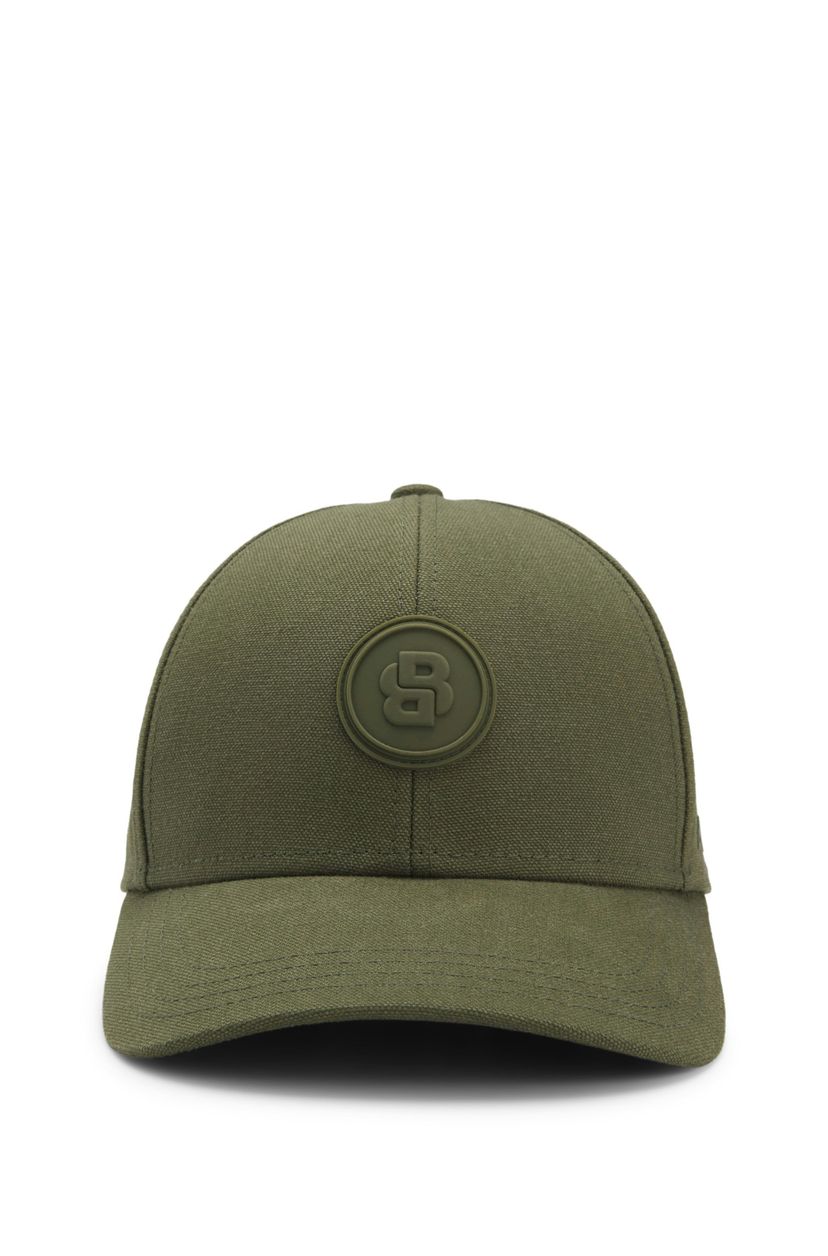 Bavlněná plátěná čepice s monogramem Double B - Open Green