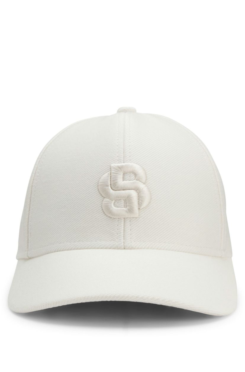 Bavlněná keprová čepice s monogramem Double B - Open White