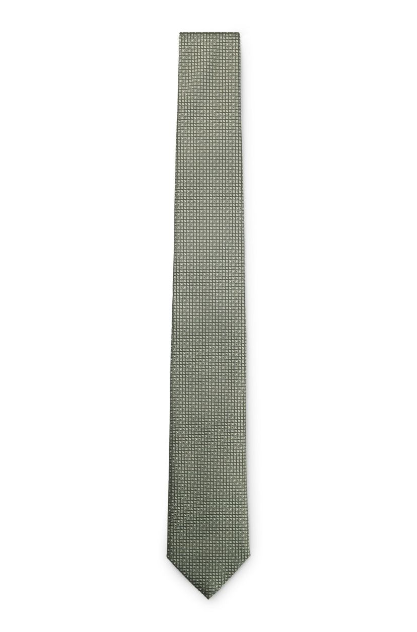 Kravata z hedvábné směsi s žakárovým vzorem - Light/Pastel Green