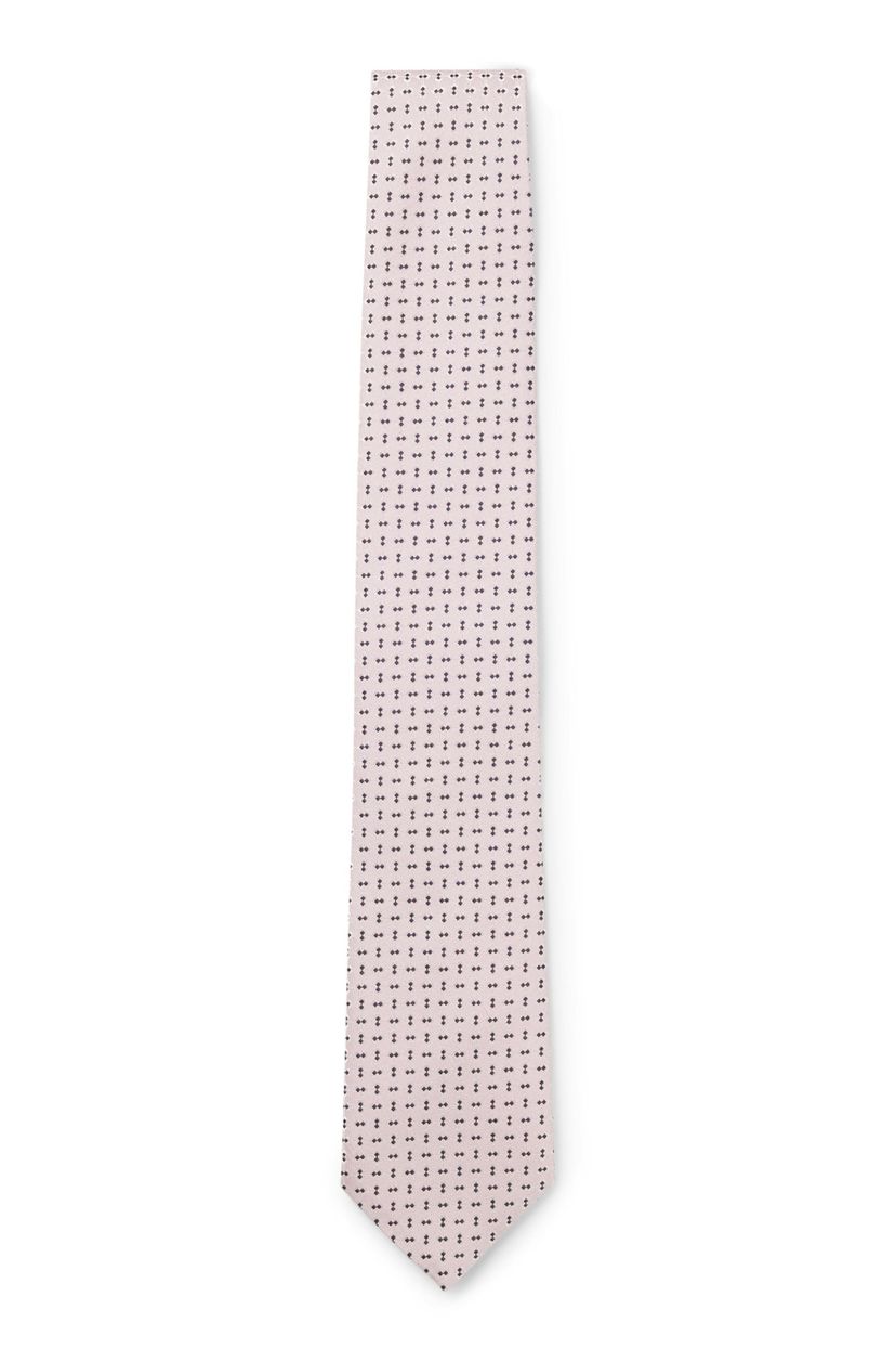 Kravata z hedvábné směsi s mikrovzorem - Medium Pink