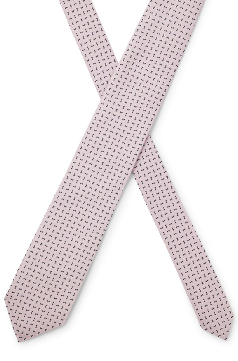 Kravata z hedvábné směsi s mikrovzorem - Medium Pink - galerie #2