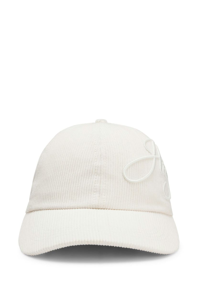 Bavlněno-manšestrová čepice s výšivkou loga - Open White