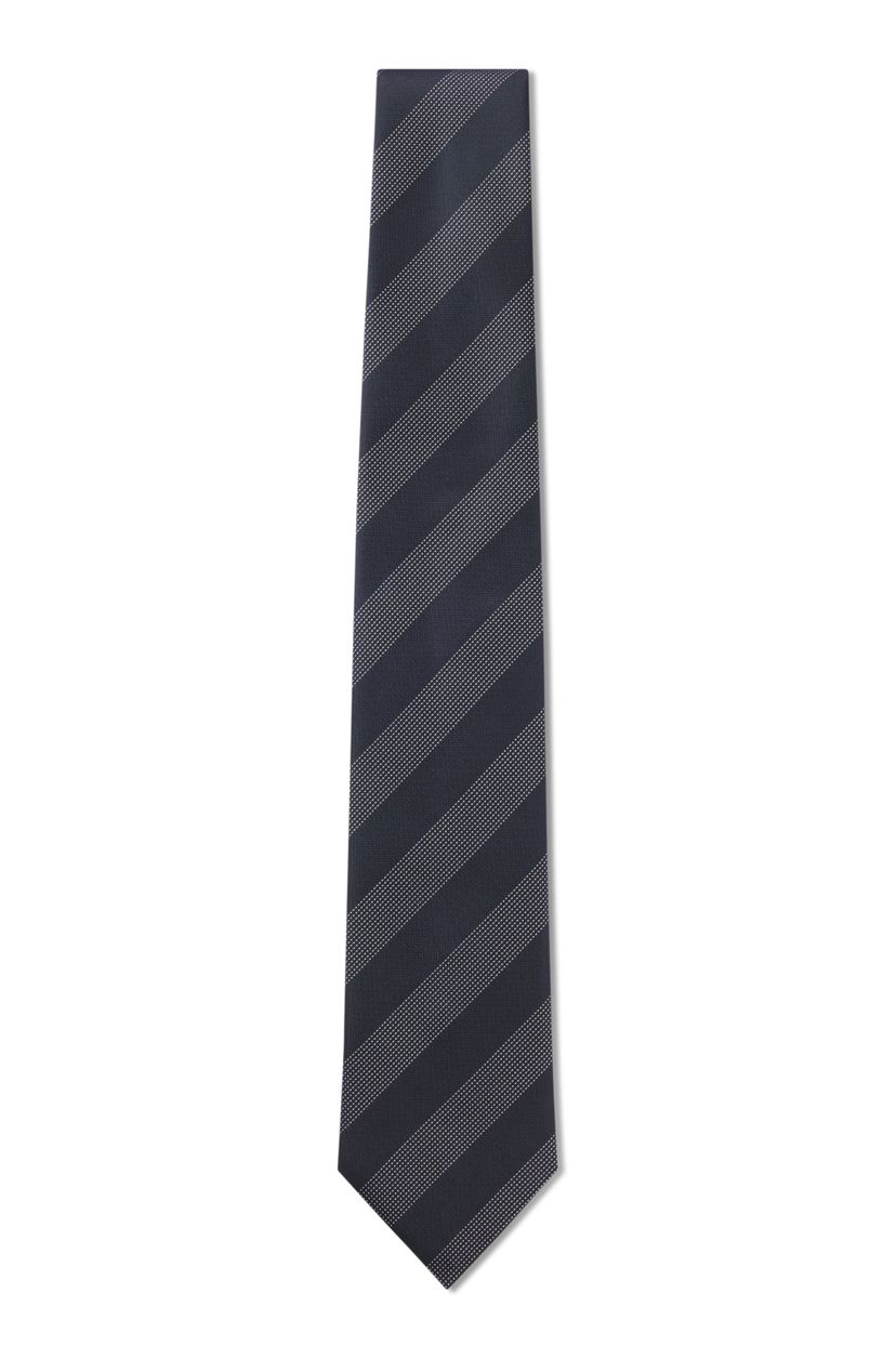 Hedvábná kravata BOSS s proužkovaným vzorem - Dark Blue