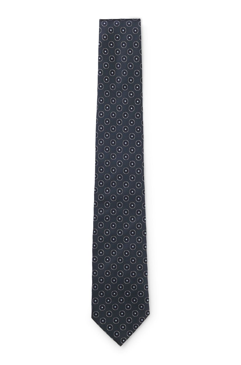 Hedvábná kravata BOSS ONE s žakárovým vzorem - Dark Blue