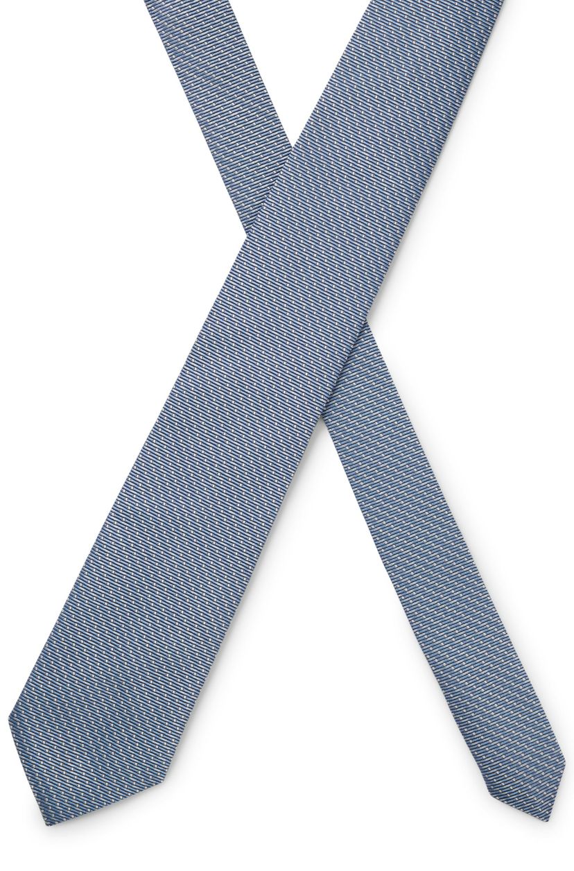 Hedvábná kravata BOSS ONE s žakárovým vzorem - Light/Pastel Blue - galerie #2