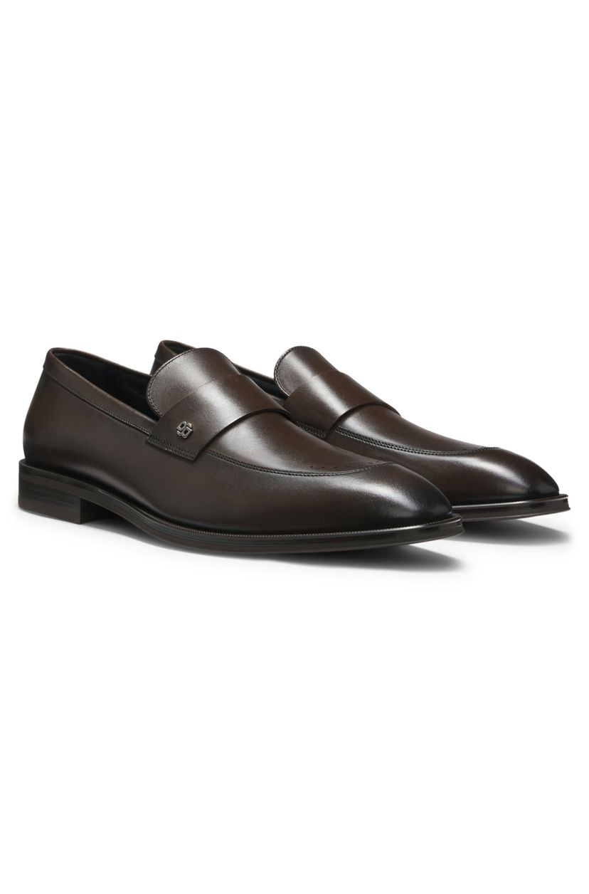 Kožené mokasíny s lemováním z monogramu Double B - Dark Brown