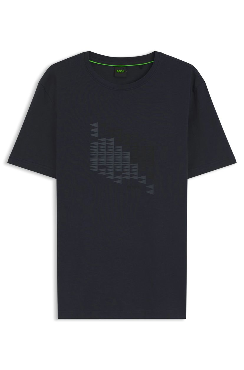 Tričko z elastické bavlny s grafikou vlajky - Dark Blue