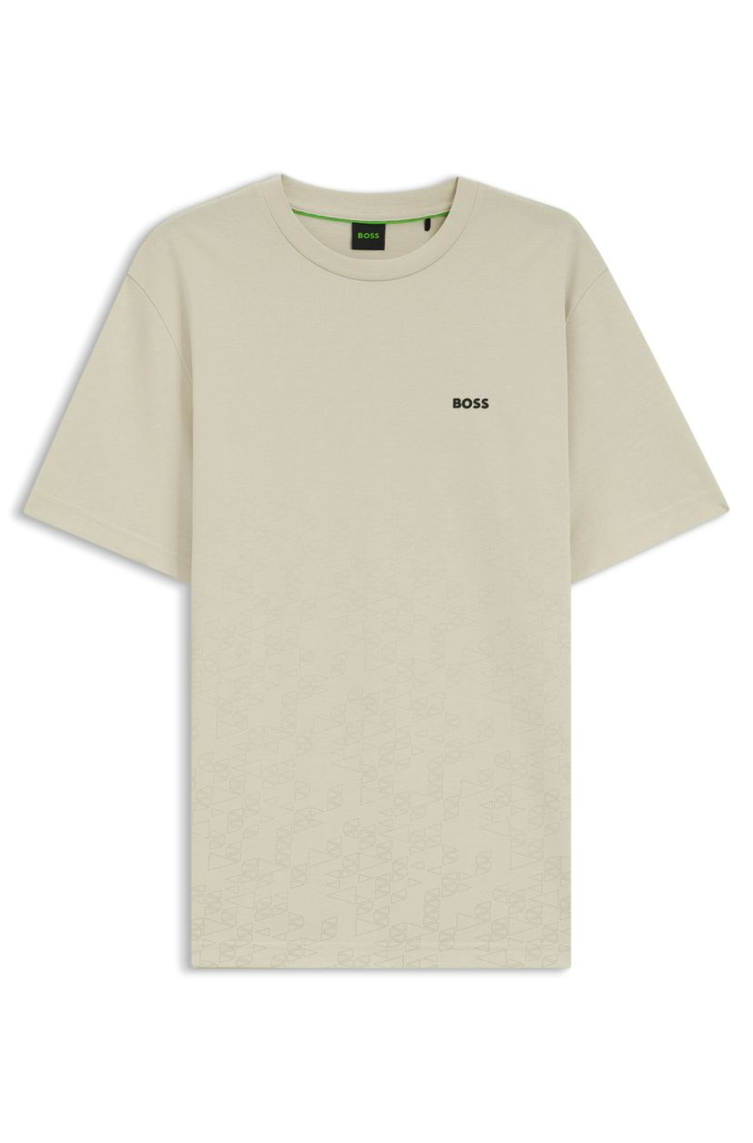 Tričko z bavlněného piké s celoplošným potiskem - Light Beige