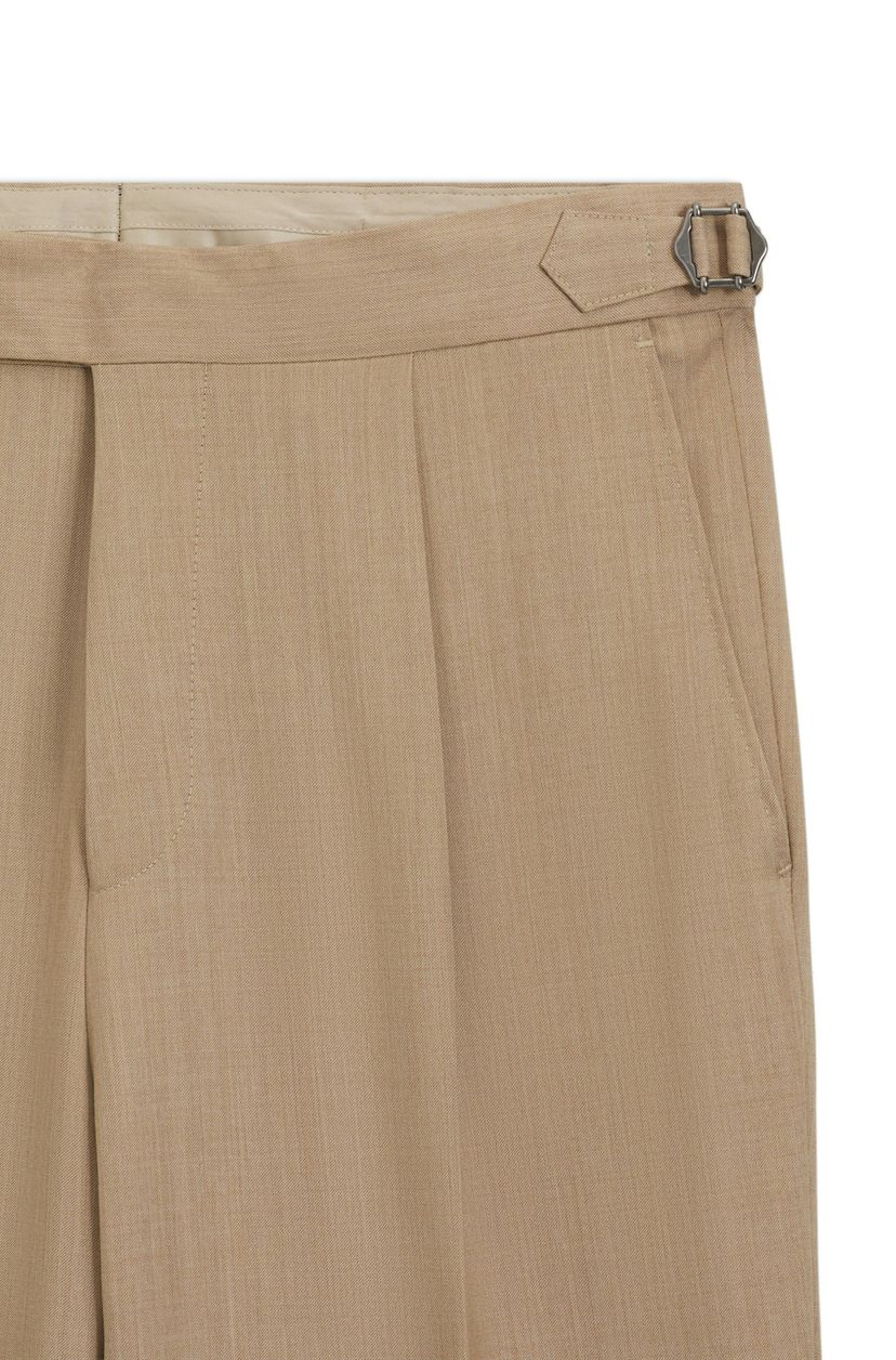 Kalhoty zúženého střihu z panenské vlny serge - Medium Beige - galerie #1