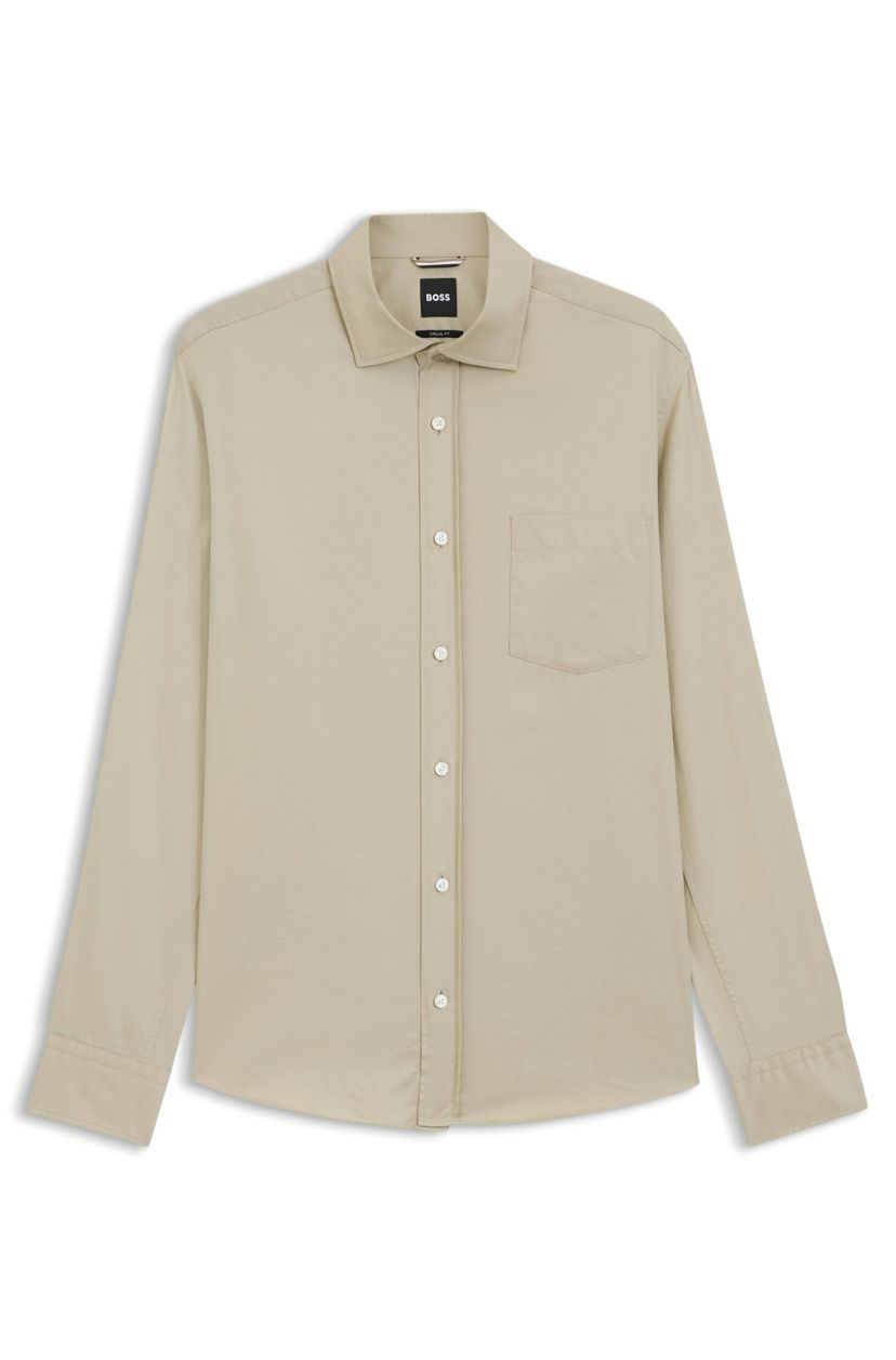 Pánská bavlněná košile Casual Fit s rozšířeným límcem - Dark Beige