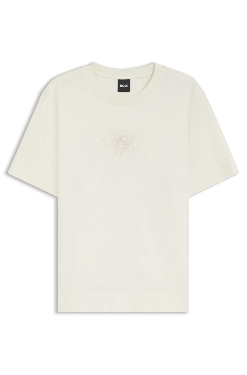 Bavlněné tričko regular střihu s výšivkou monogramu Double B - Open White