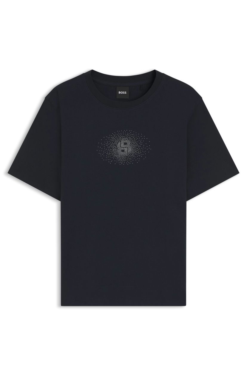 Bavlněné tričko regular střihu s výšivkou monogramu Double B - Dark Blue