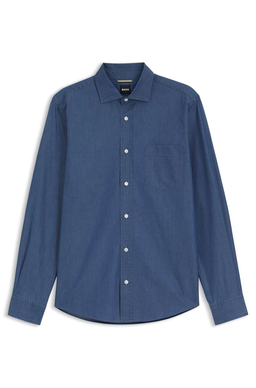 Košile ležérního střihu z denimu s pranou bavlnou - Open Blue