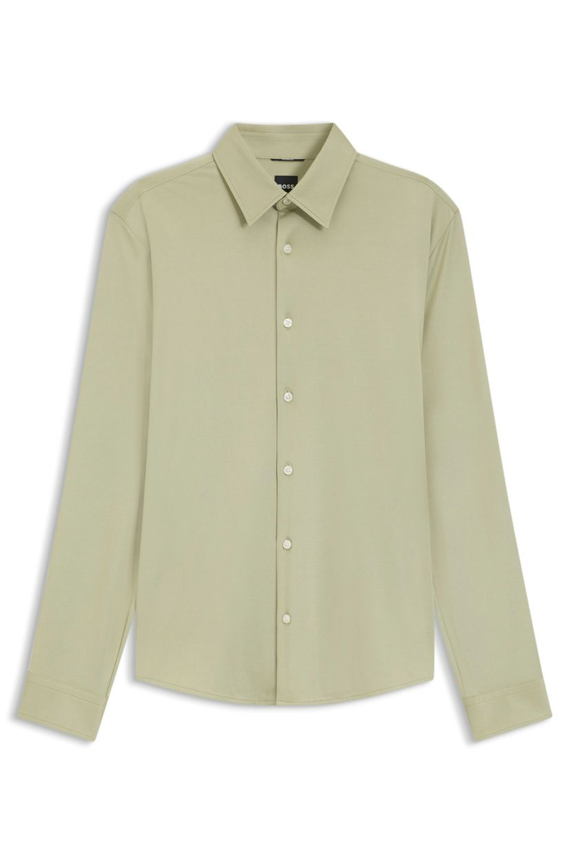 Košile slim fit ze strukturované strečové tkaniny - Dark Beige
