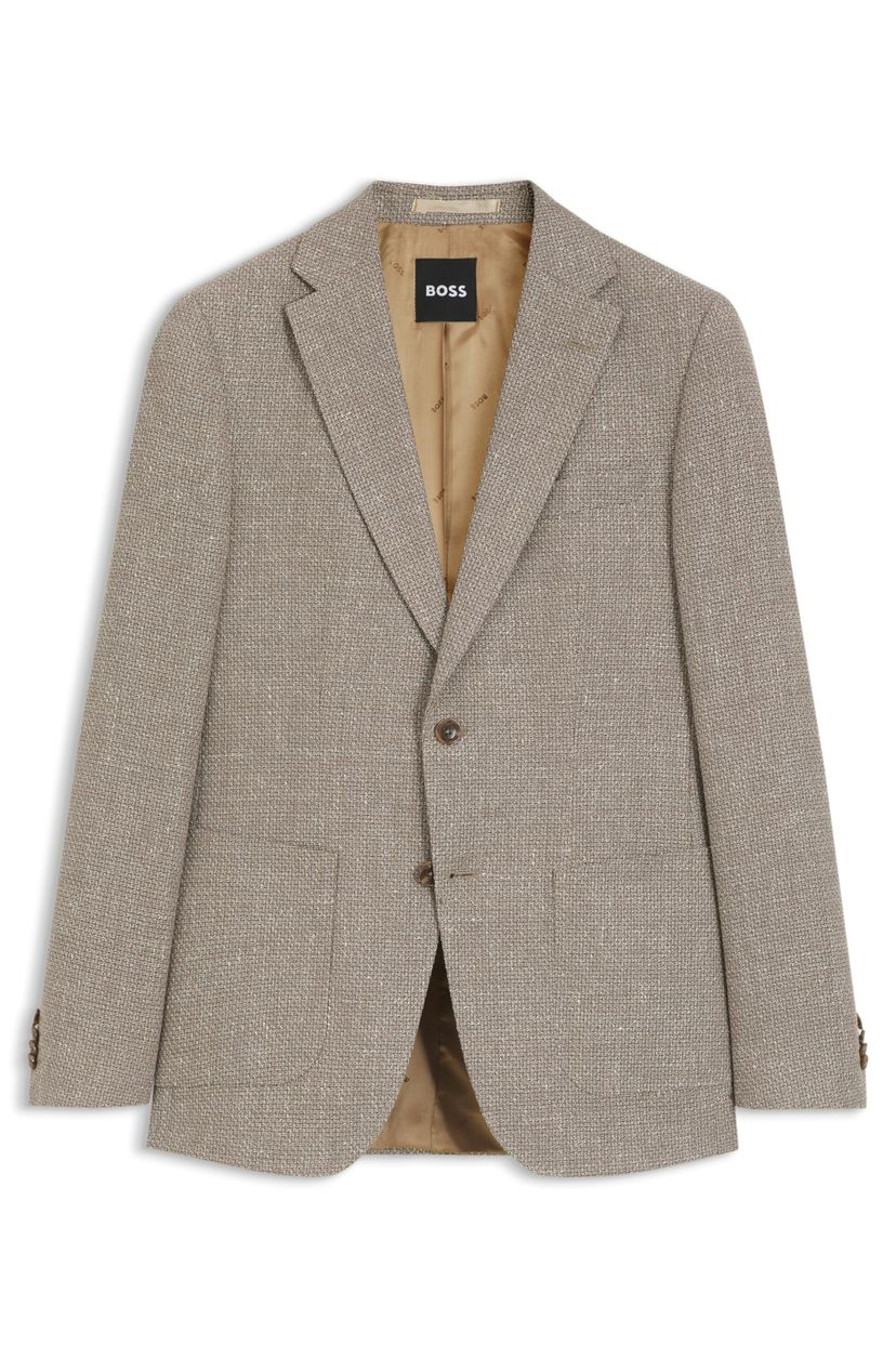Úzký blazer se vzorované směsi panenské vlny - Medium Beige