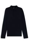 Polo tričko s dlouhým rukávem z interlockové bavlny s logem - Dark Blue