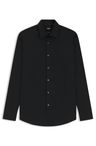 Košile slim fit z pružného bavlněného poplínu, který se snadno žehlí - Black