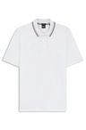 Bavlněné polotričko slim fit střihu s pruhovaným límečkem - White