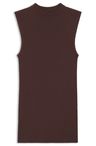 Žebrovaný top s falešným výstřihem - Dark Brown