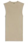 Žebrovaný top s falešným výstřihem - Light Beige