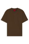 Bavlněné tričko volného střihu s potiskem loga - Medium Brown