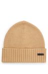 Čepice beanie z panenské vlny s logem - Medium Beige