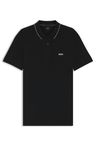 Polotričko slim fit z bavlněného piké s pruhovaným límcem - Black