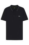 Polotričko slim fit z bavlněného piké s pruhovaným límcem - Dark Blue
