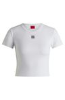 Tričko slim fit z bavlněné směsi s vyšívaným logem - White