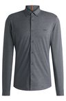 Košile slim fit z melanžového bavlněného žerzeje - Dark Blue