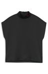 Mock-neck top in fluent satin - Black