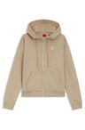 Mikina s kapucí na zip z bavlněného froté s výšivkou loga - Light/Pastel Brown