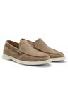Semišové mokasíny s vyraženým logem - Medium Beige