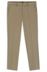 Kalhoty slim fit z kepru z bavlněné směsi - Open Brown