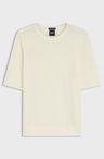Svetr s krátkým rukávem z merino vlny - Open White