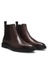 Chelsea boty z nappa kůže s detailním proužkem značky - Dark Brown