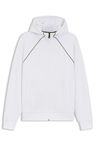 Mikina na zip z bavlněné směsi s lemováním - White