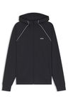 Mikina na zip z bavlněné směsi s lemováním - Dark Blue