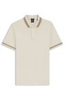 Polotričko slim fit z mercerizované bavlny s kontrastním lemováním - Open White